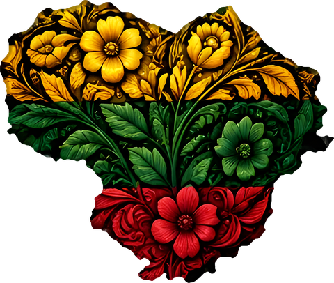 The flower heart: Lithuania filled with yellow, green and red folk flowers