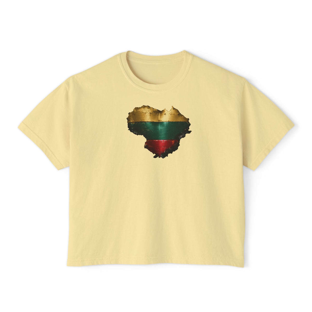 Lithuania Weathered Metal Heart, Women's Boxy Tee