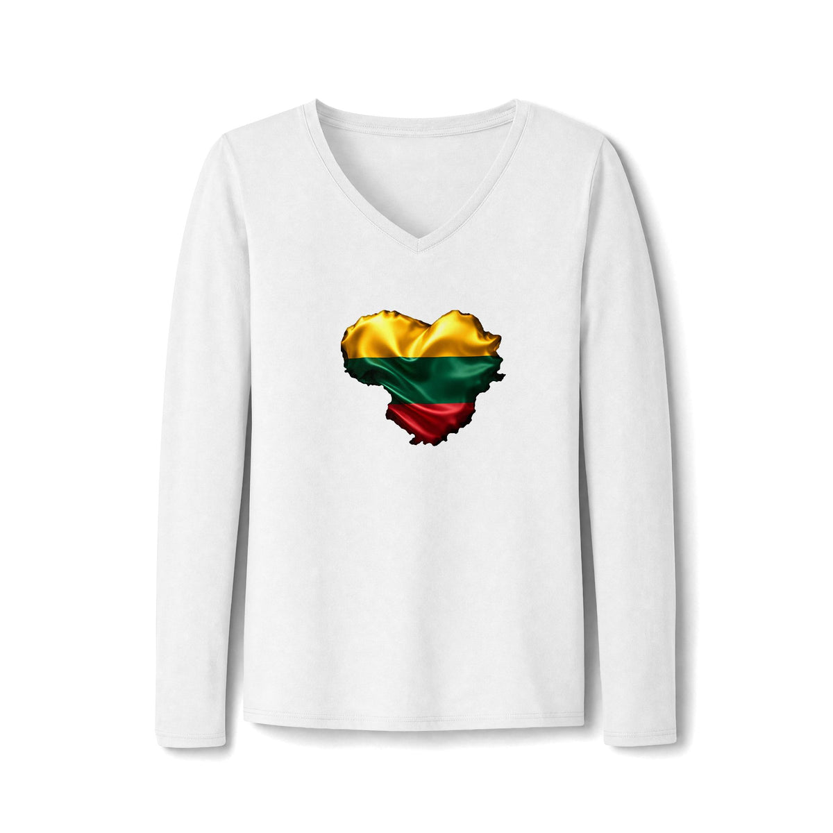 Lithuanian Satin Heart, Women's Long Sleeve Fan Favorite V-Neck Tee