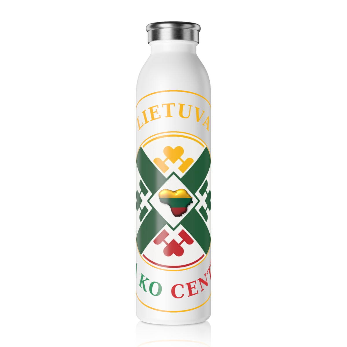 Lithuania The Center of It All Water Bottle | Slim Stainless Steel Bottle