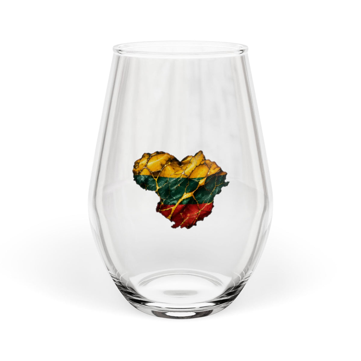 Lithuanian Marble Heart, Stemless Wine Glass, 11.75oz
