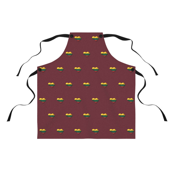 Lithuanian Heart Pattern on Apron, Burgundy