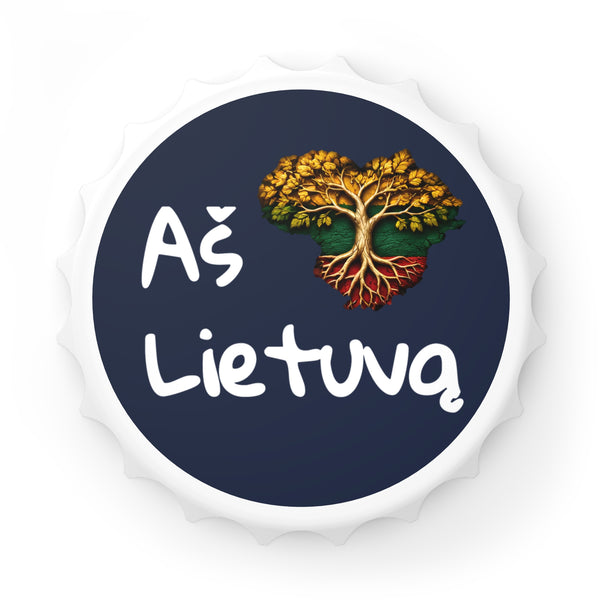 Lithuanian Tree of Life Heart, Crisp White, Aš Mielė Lietuva Bottle Opener
