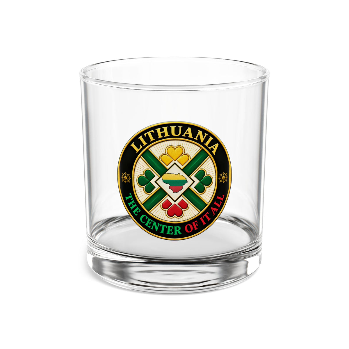 Lithuania, The Center of it All Logo (Black), Rocks Glass, 10oz