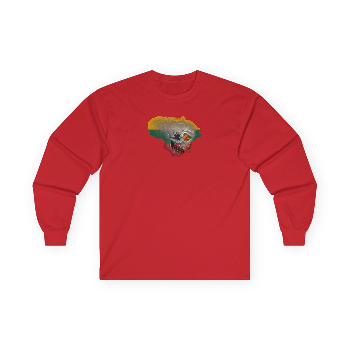 Lithuanian Silver Flag Skull, Unisex Ultra Cotton Long Sleeve Tee