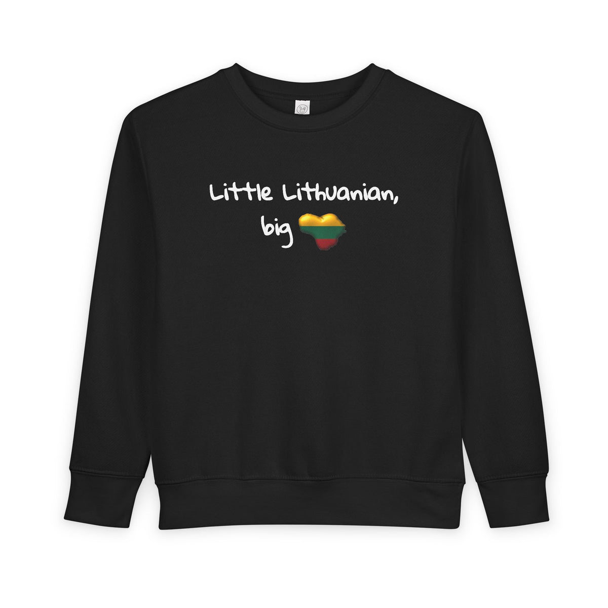 Mažas Lietuvis, Didelé Širdis, Toddler Sweatshirt Lithuanian Heart Design