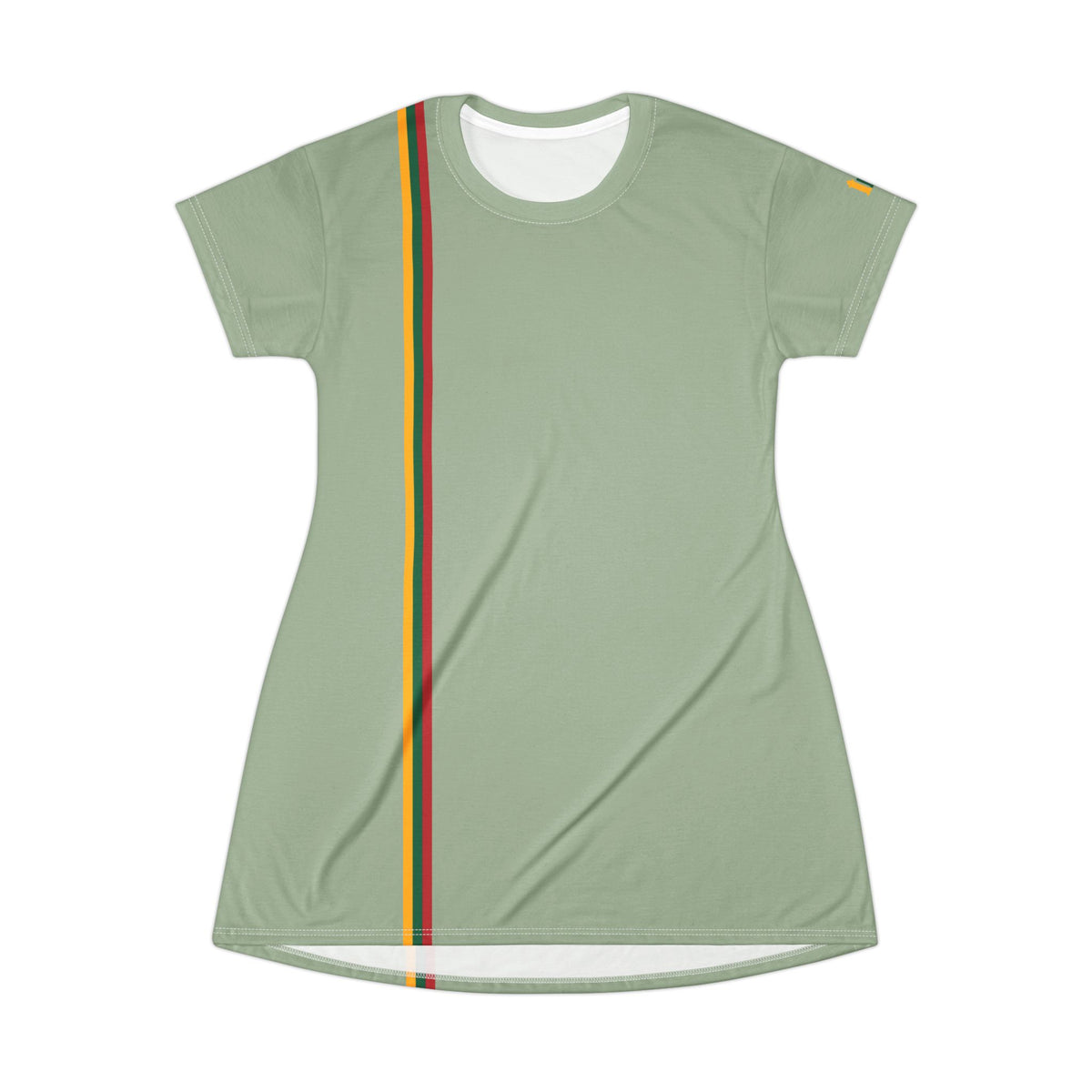 Lithuanian Flag Striped, T-Shirt Dress, Sage