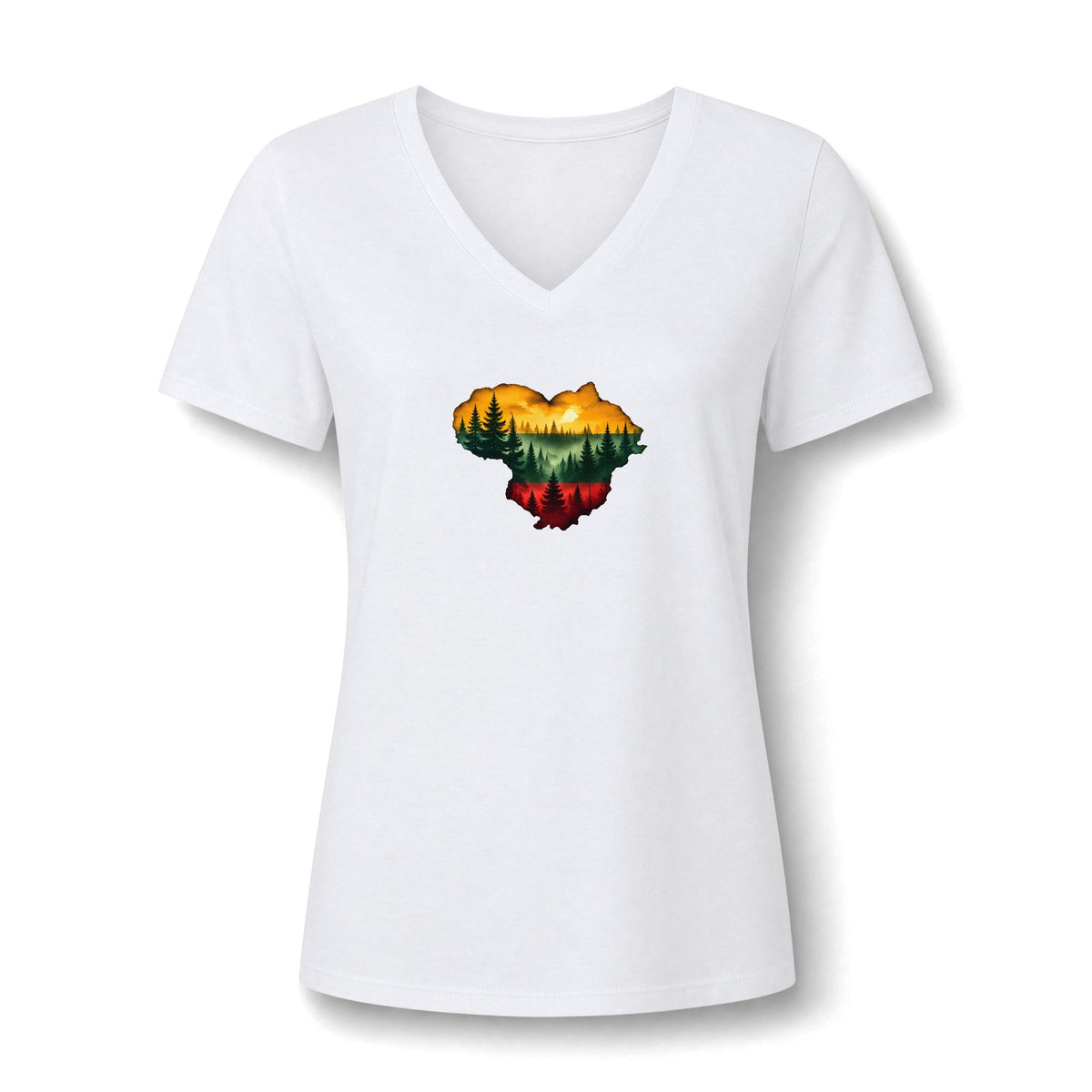 Lithuanian Forest Heart, Women's Relaxed Heather CVC V-Neck Tee