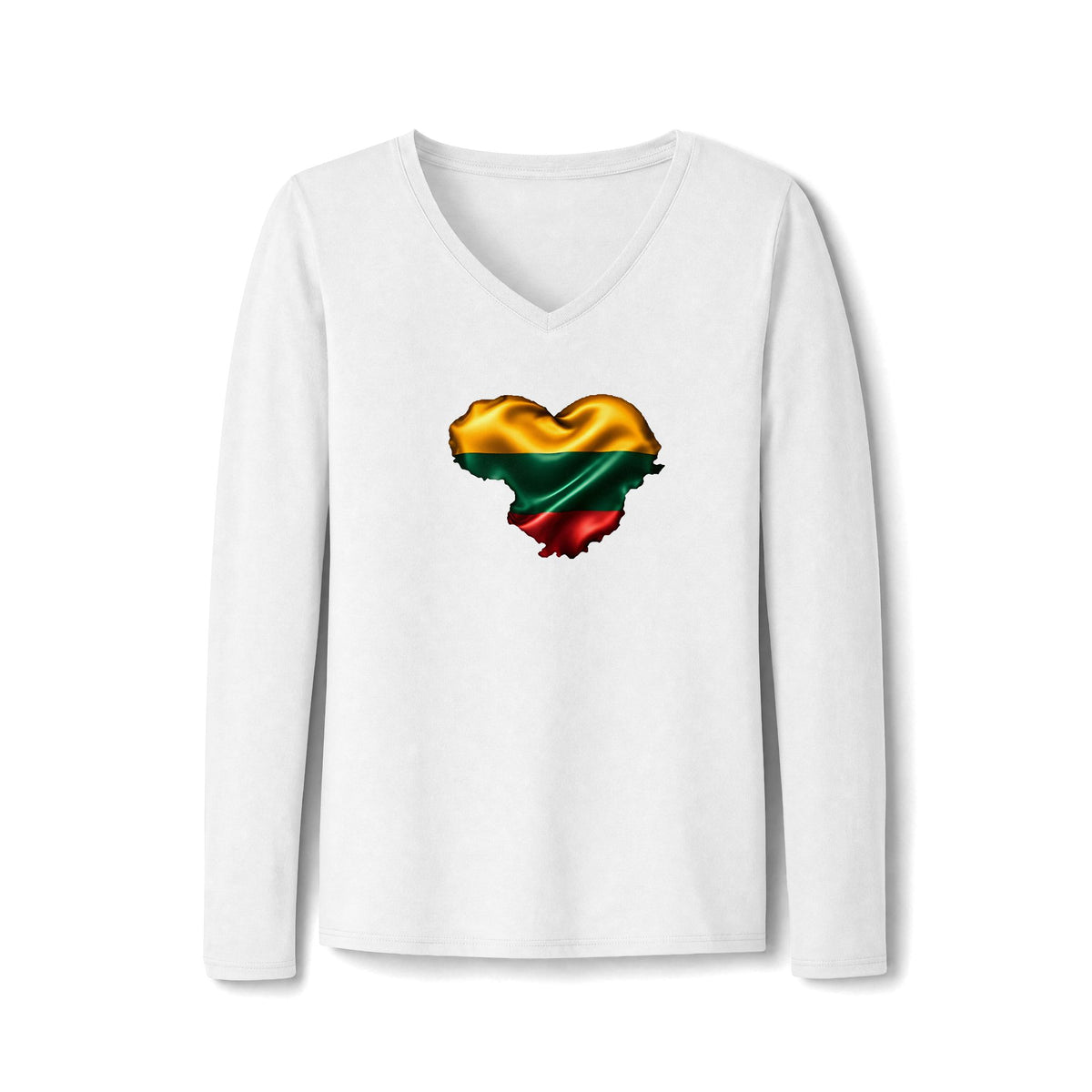 Lithuanian Satin Heart, Women's Long Sleeve Fan Favorite V-Neck Tee