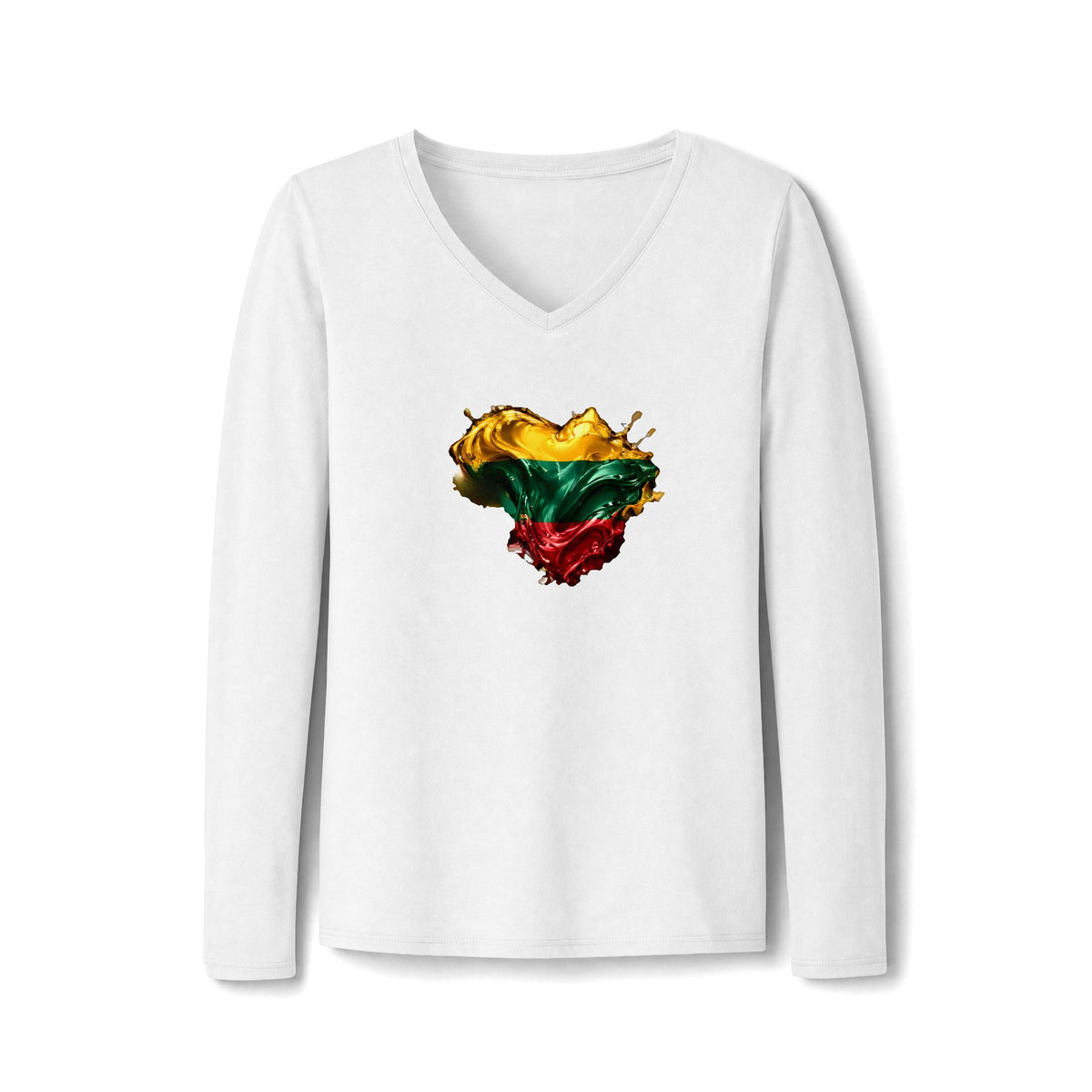 Lithuanian Liquid Gold Heart, Women's Long Sleeve Fan Favorite V-Neck Tee
