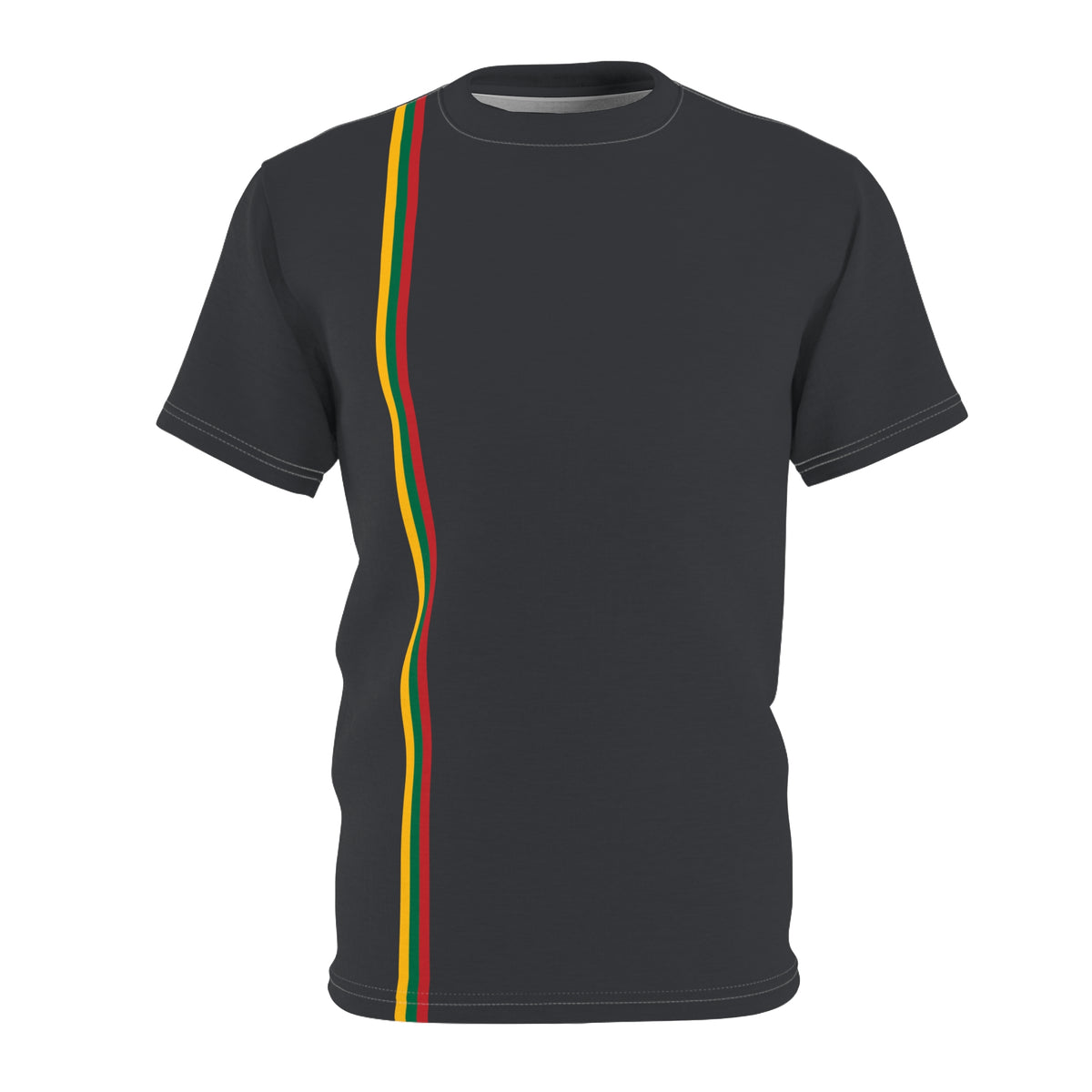 Lithuanian Flag Stripe, front, Lithuanian Flag, back, Unisex Cut & Sew Tee, Charcoal