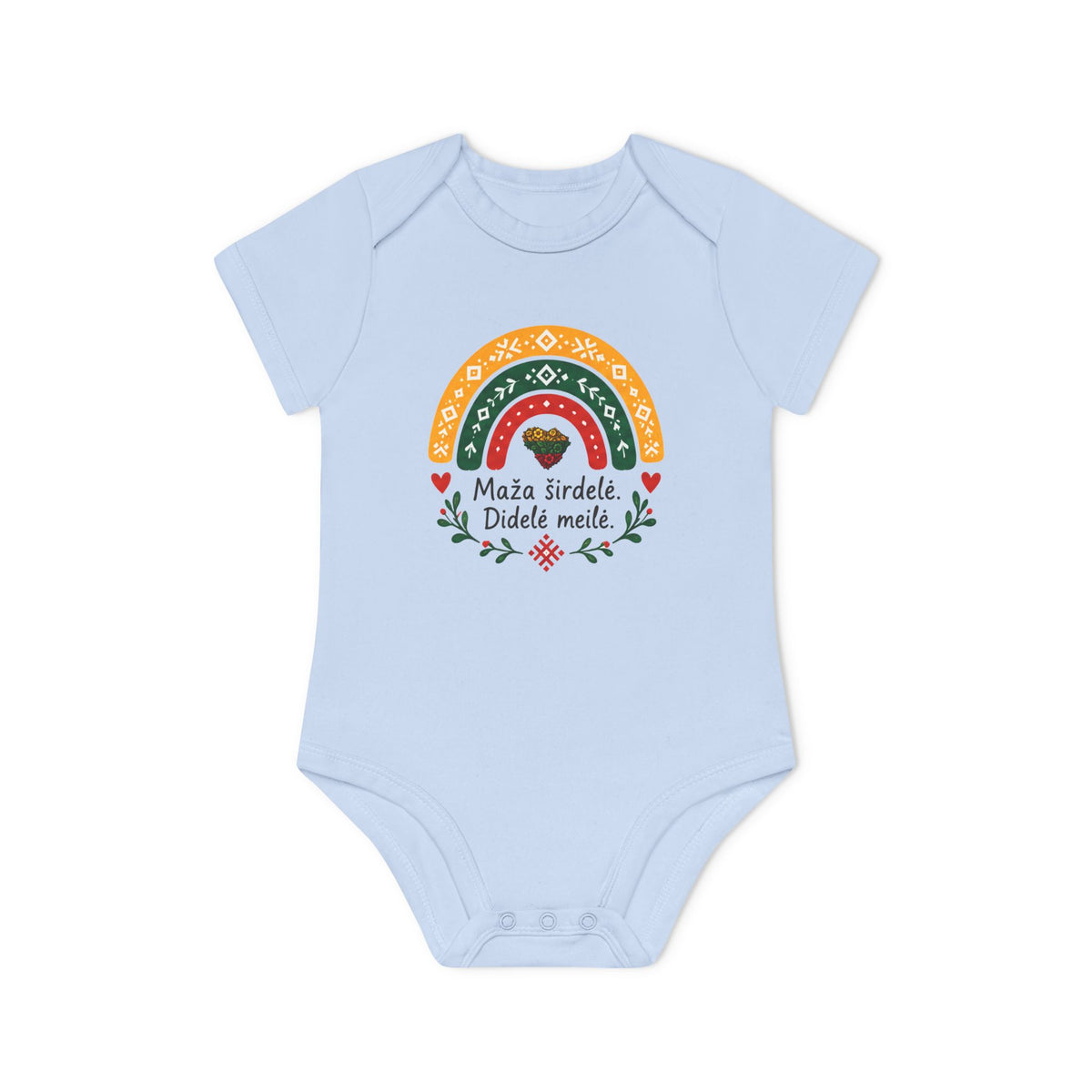 Maža Širdelė Didelė Meilė; Baby Organic Short Sleeve Bodysuit