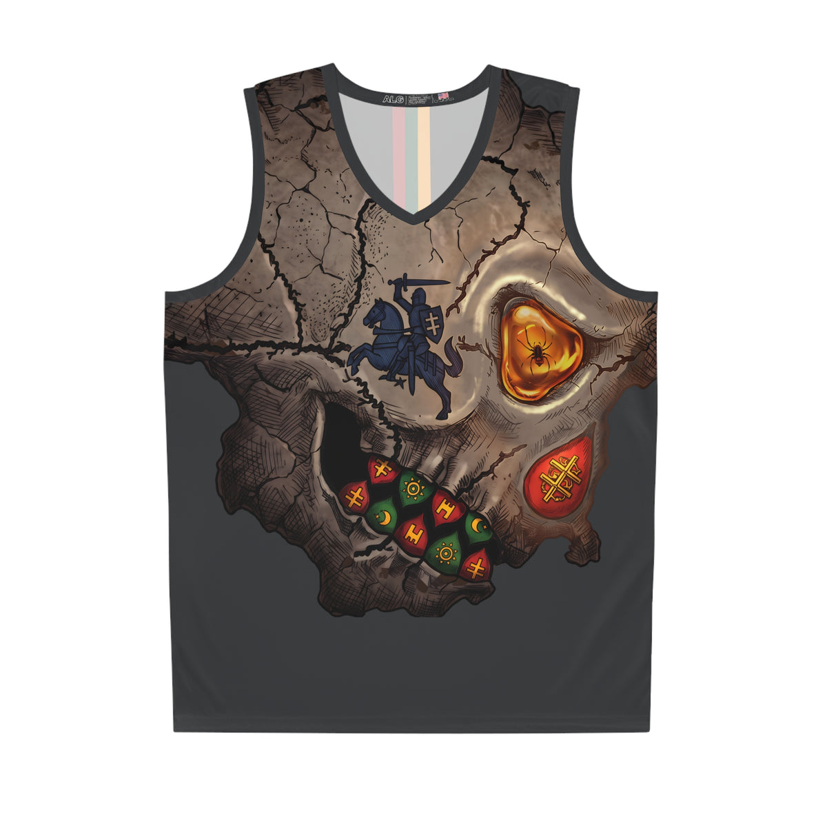 Lithuanian Skull and Flag Stripe, Basketball Jersey (AOP)