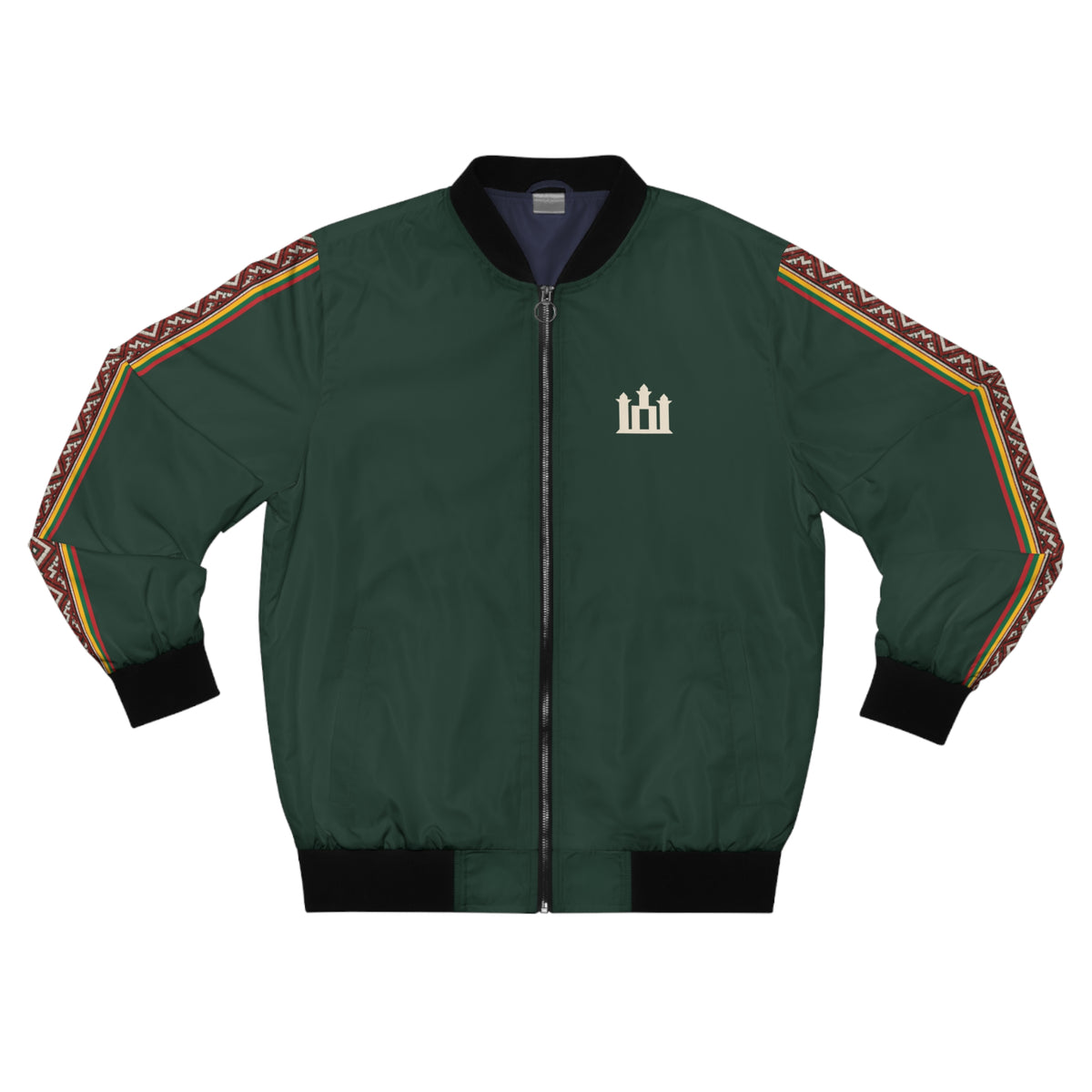 Forest Green Men's Bomber Jacket Modern Lithuanian Tricolor