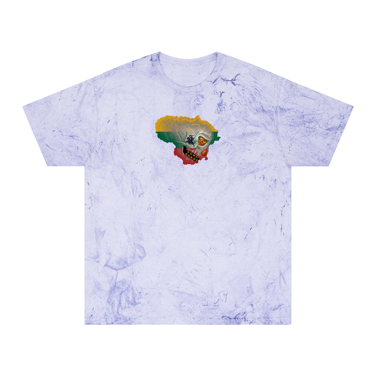 Lithuanian Silver Flag Skull, T-Shirt, Edgy