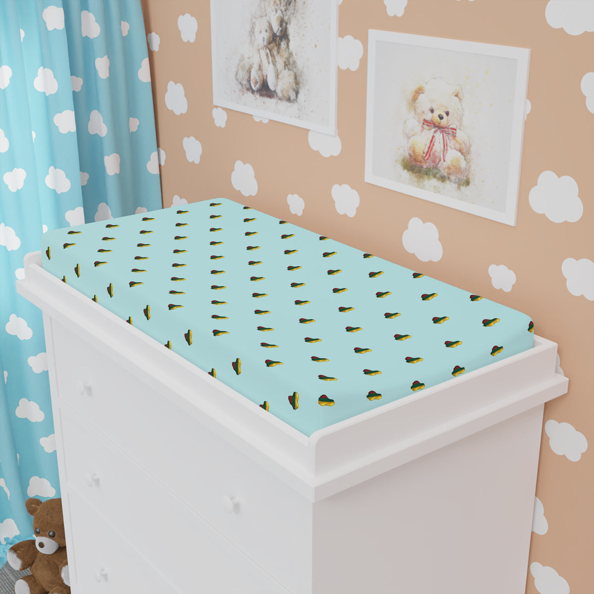Lithuanian Heart, Baby Changing Pad Cover, Blue