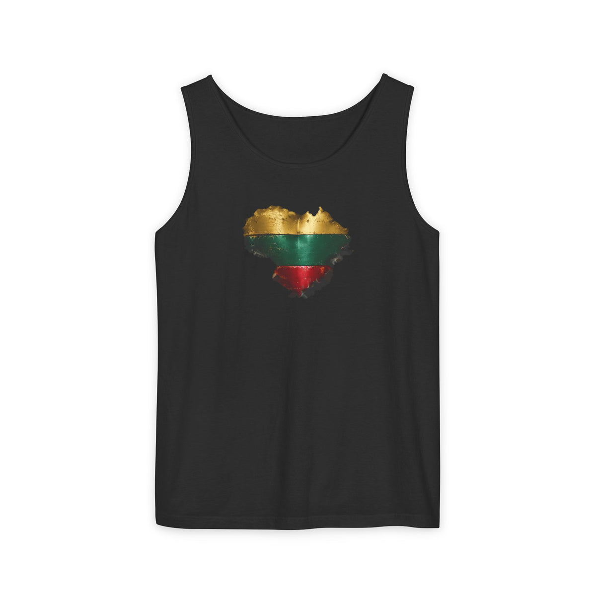 Lithuanian Weathered Metal Heart, Unisex Garment-Dyed Tank Top