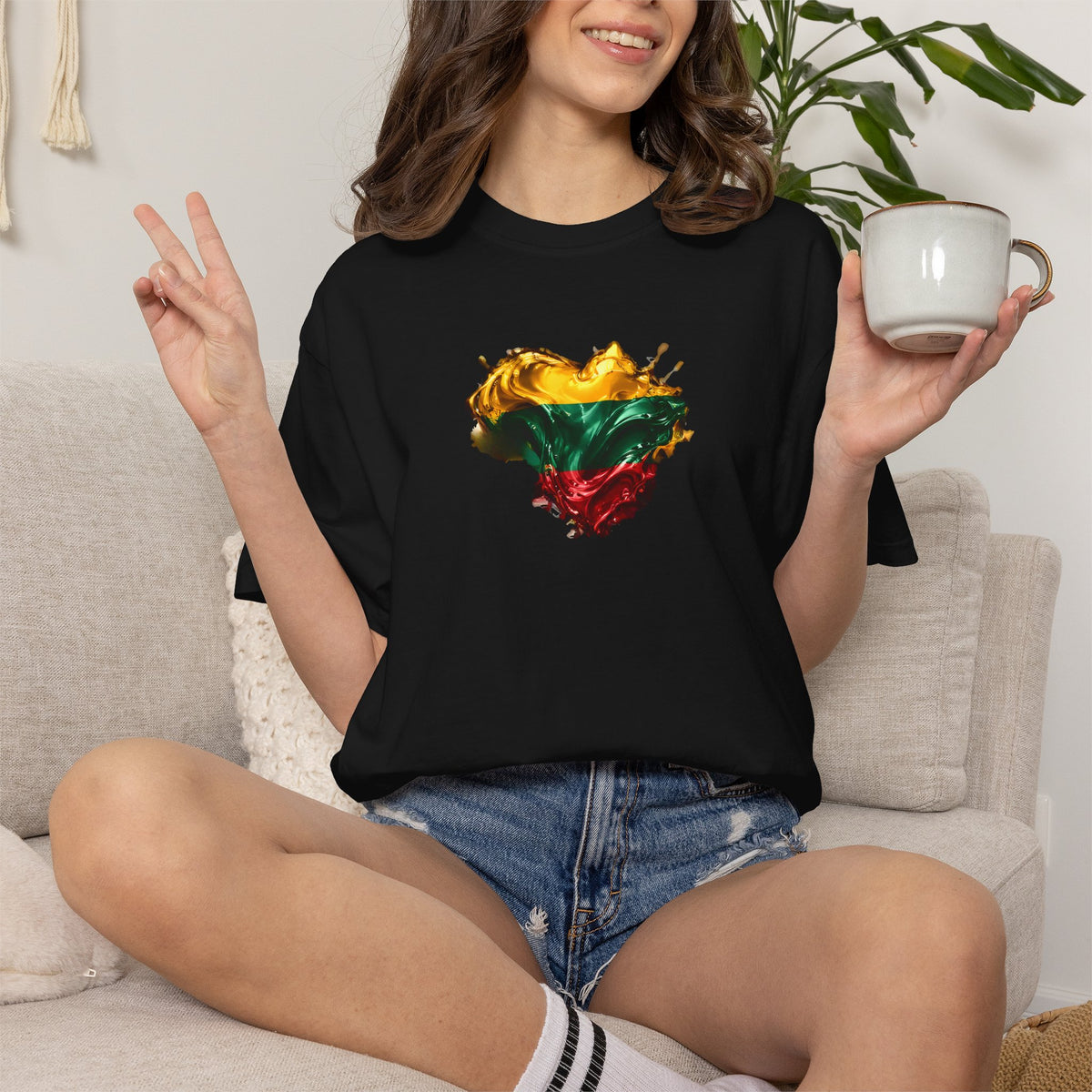 Unisex Garment-Dyed T-shirt, Lithuanian Liquid Gold Heart