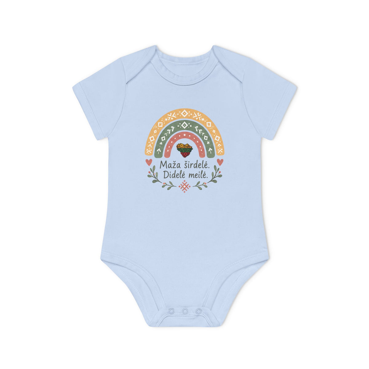 Maža Širdelė Didelė Meilė, soft colors; Baby Organic Short Sleeve Bodysuit
