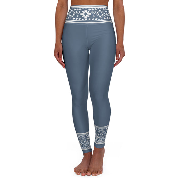 Slate Colored Lithuanian Inspired High Waisted Yoga Leggings