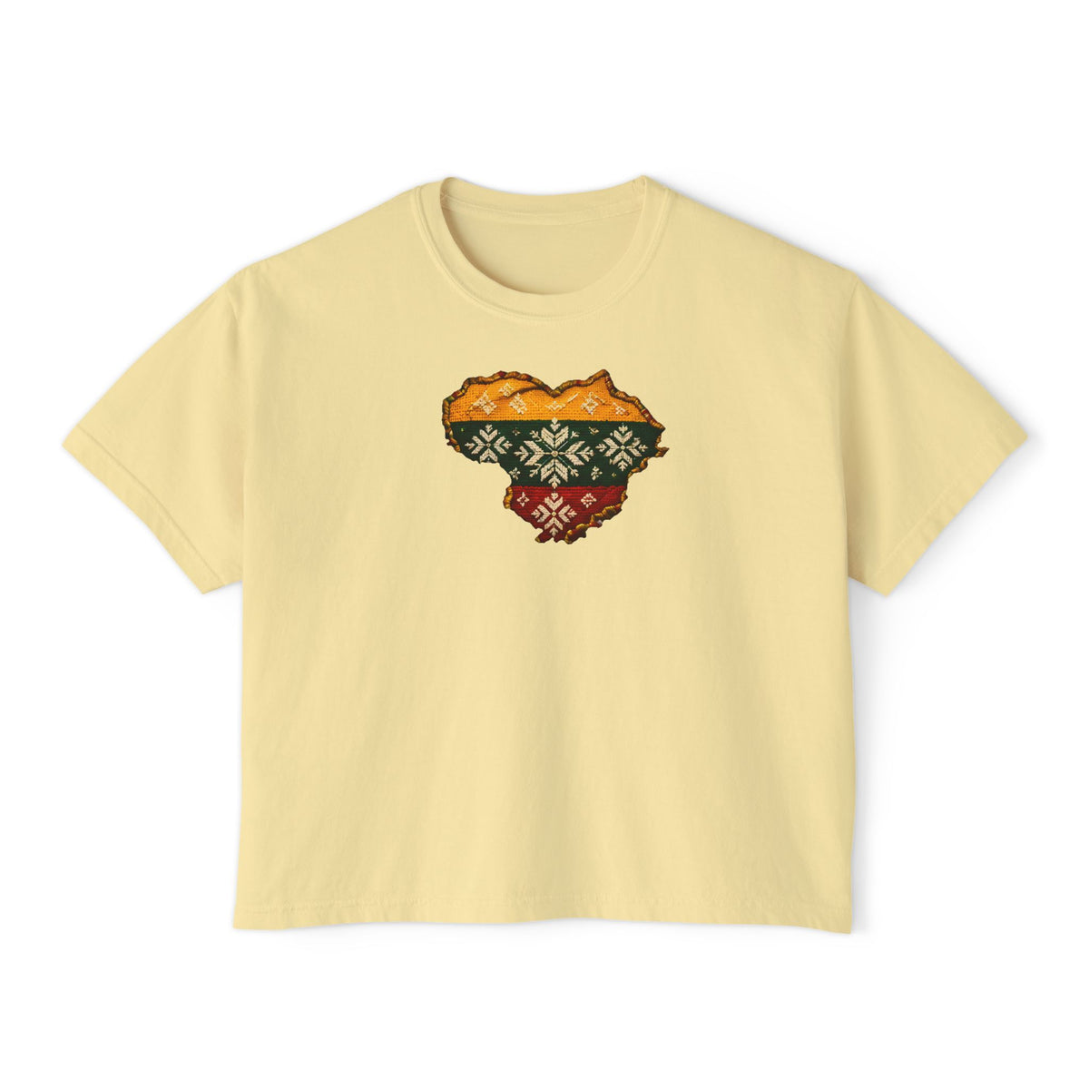 Lithuania Knit Sweater Heart, Women's Boxy Tee