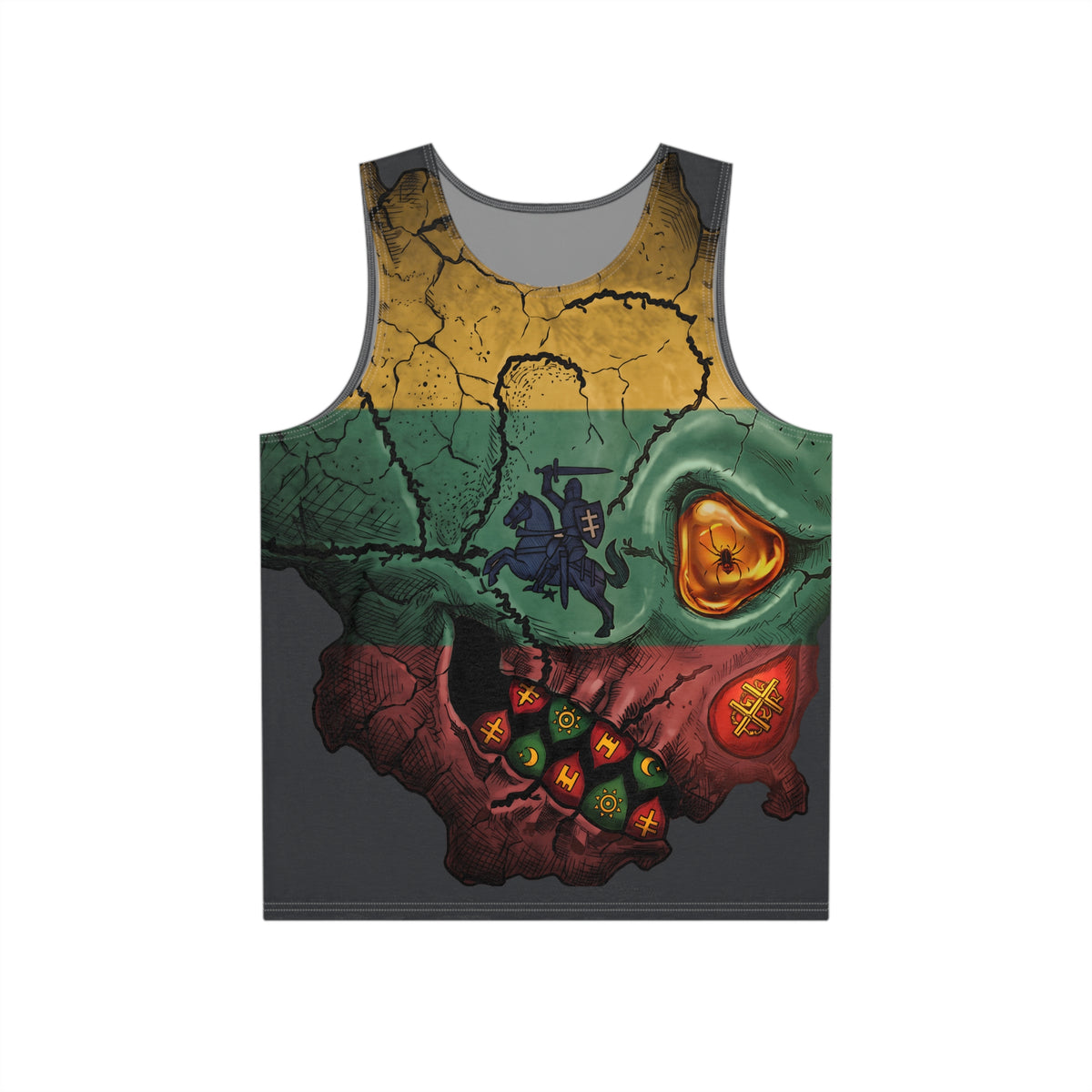 Lithuanian weathered Flag Skull, Men's Tank