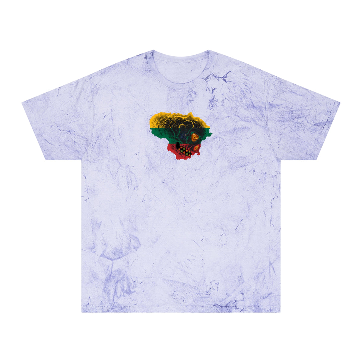 Lithuanian Blackened Flag Skull, T-Shirt, Edgy