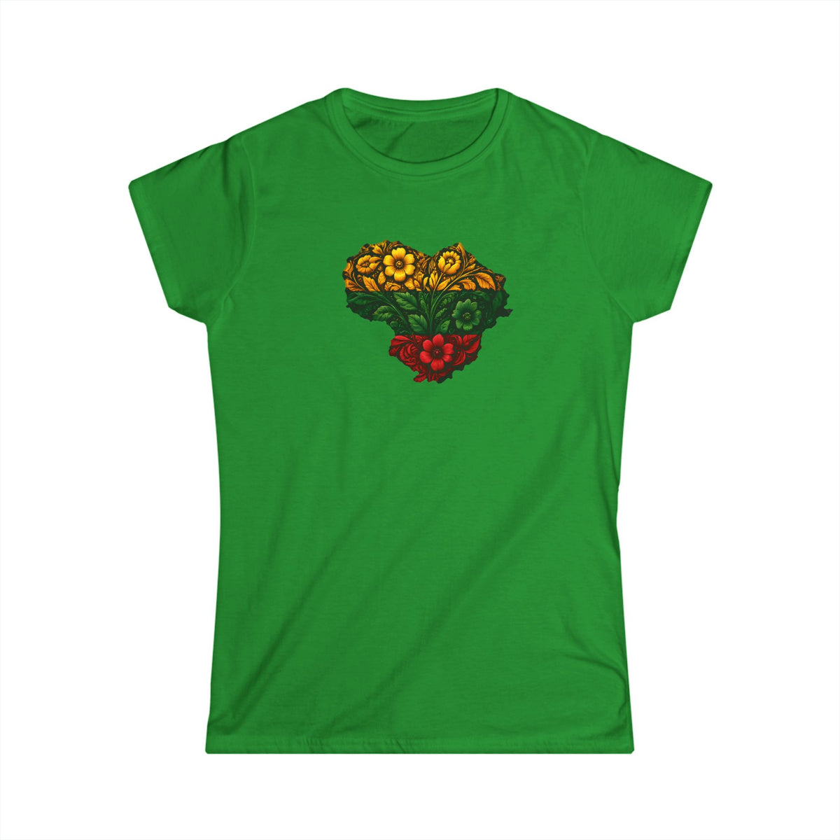 Lithuanian Floral Heart, Women's Softstyle Tee