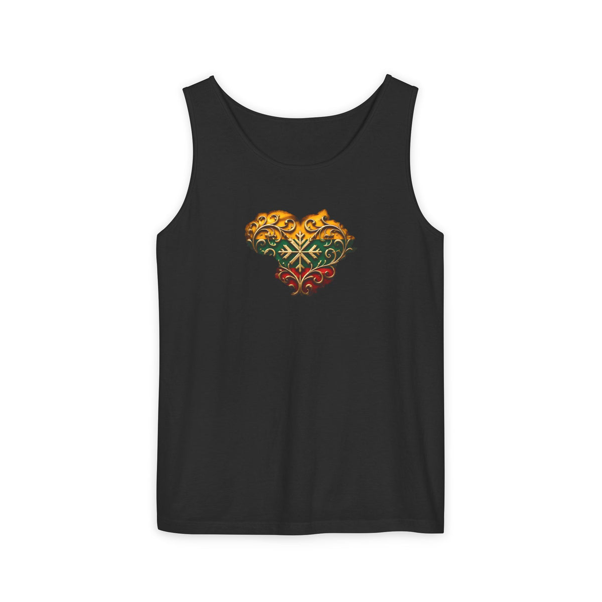 Lithuanian Golden Heart, Unisex Garment-Dyed Tank Top