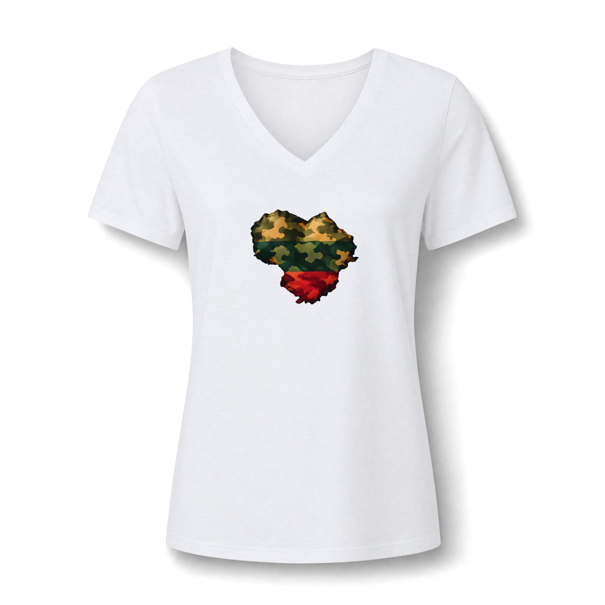 Lithuanian Camoflauge Heart, Women's Relaxed Heather CVC V-Neck Tee