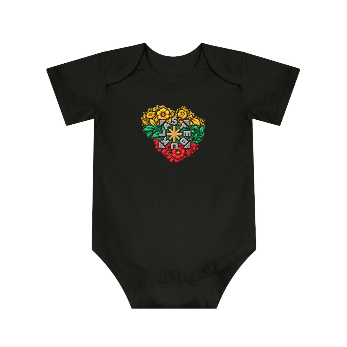 Lithuanian Flower Stebuklas, Baby Short Sleeve Bodysuit