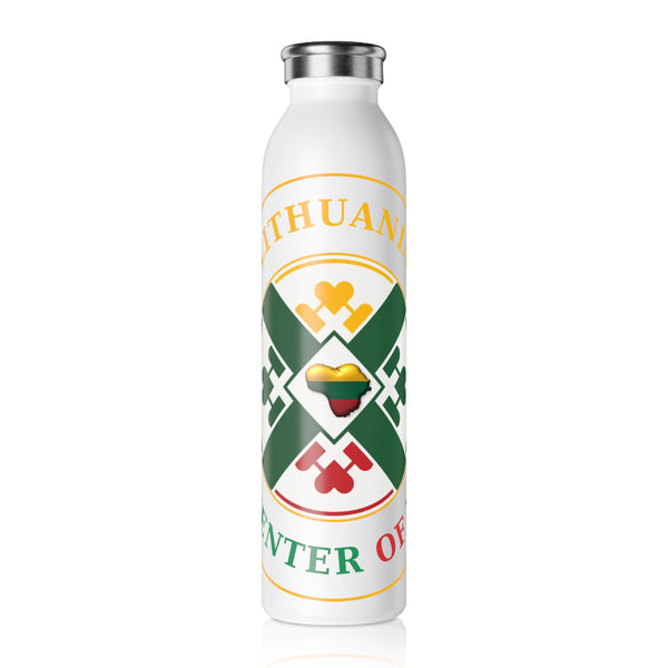 Lithuania The Center of It All Water Bottle, Style 2 | Slim Stainless Steel Bottle