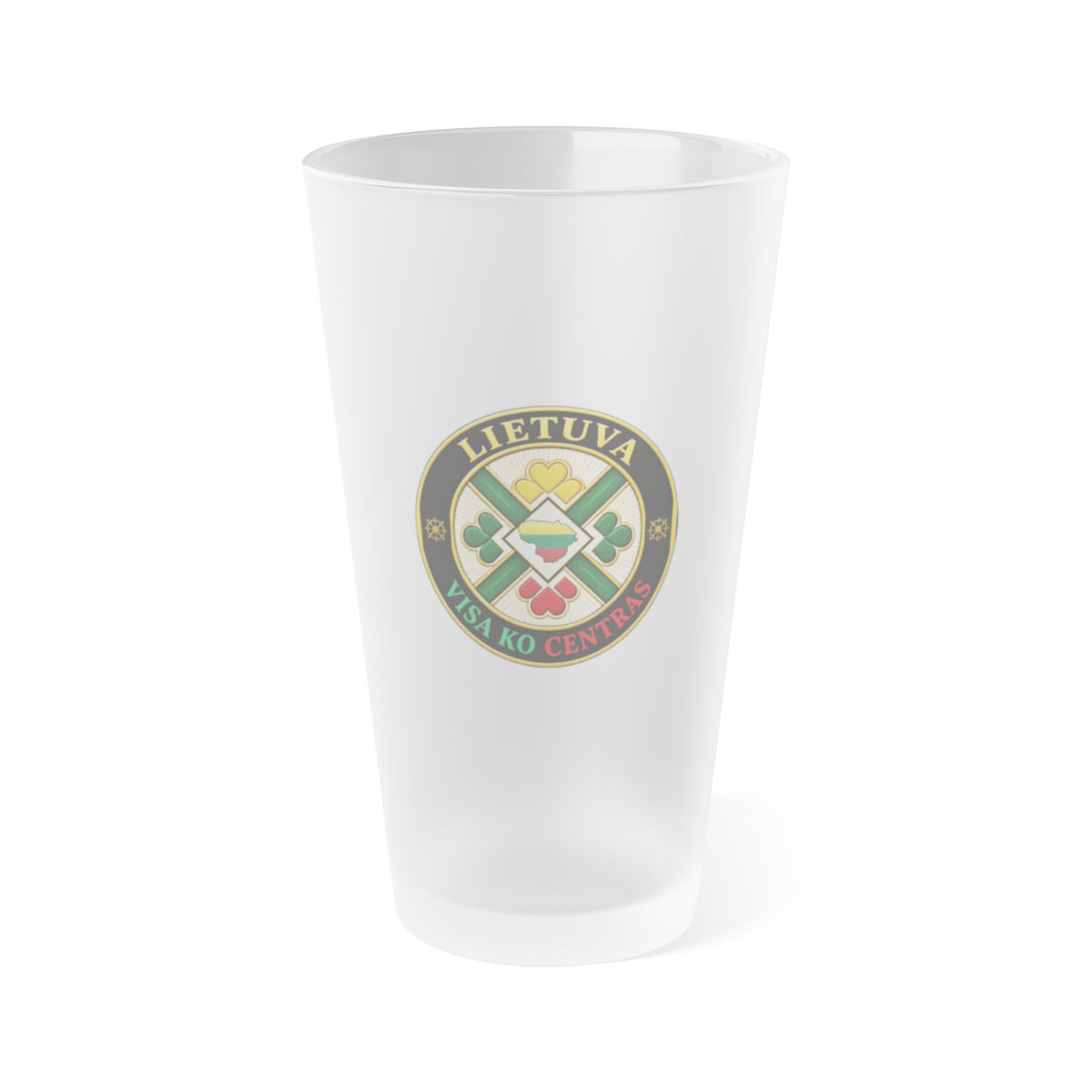 Lietuva Visa Ko Centras, (Black); Frosted Pint Glass, 16oz