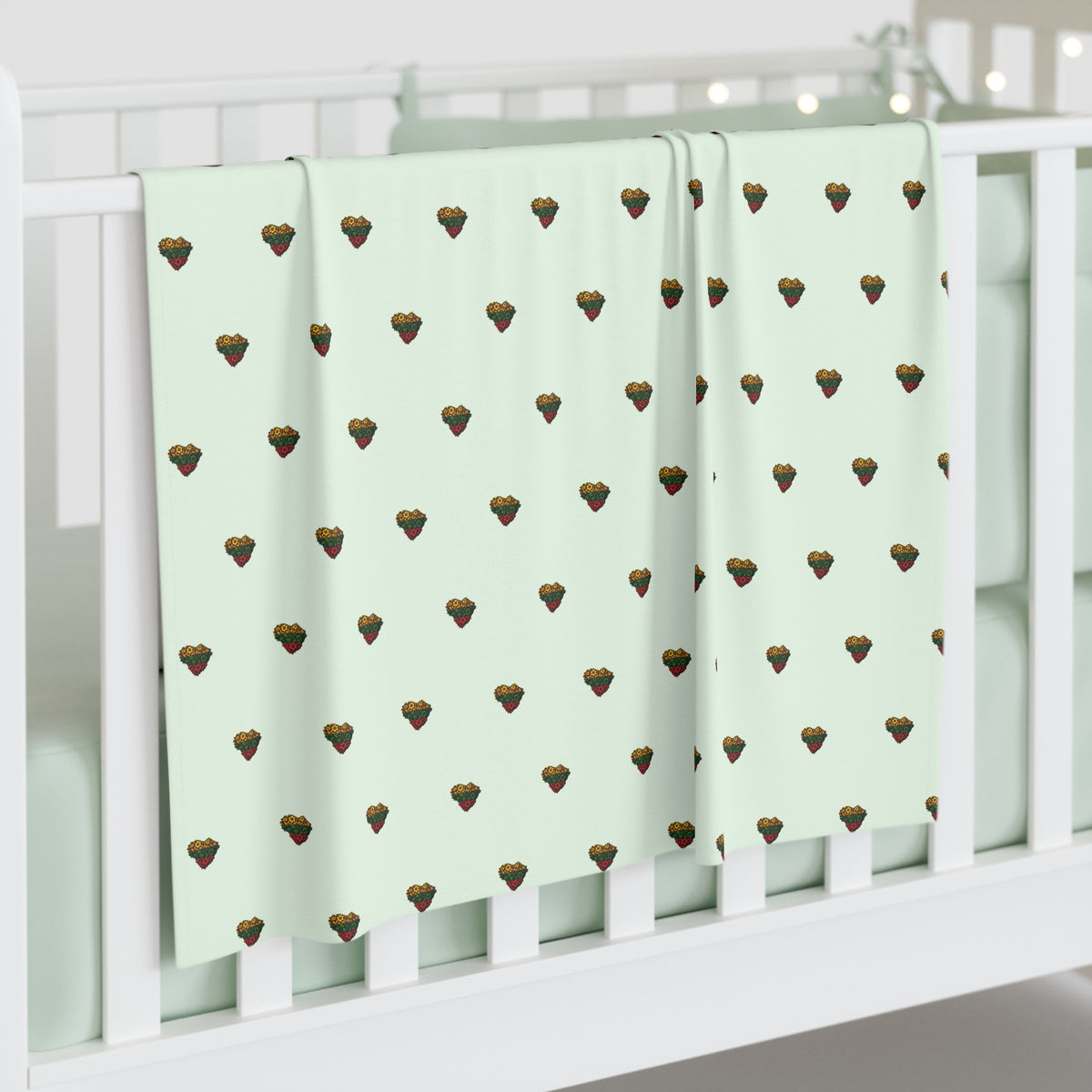 Lithuanian Flower Heart, Baby Swaddle Blanket