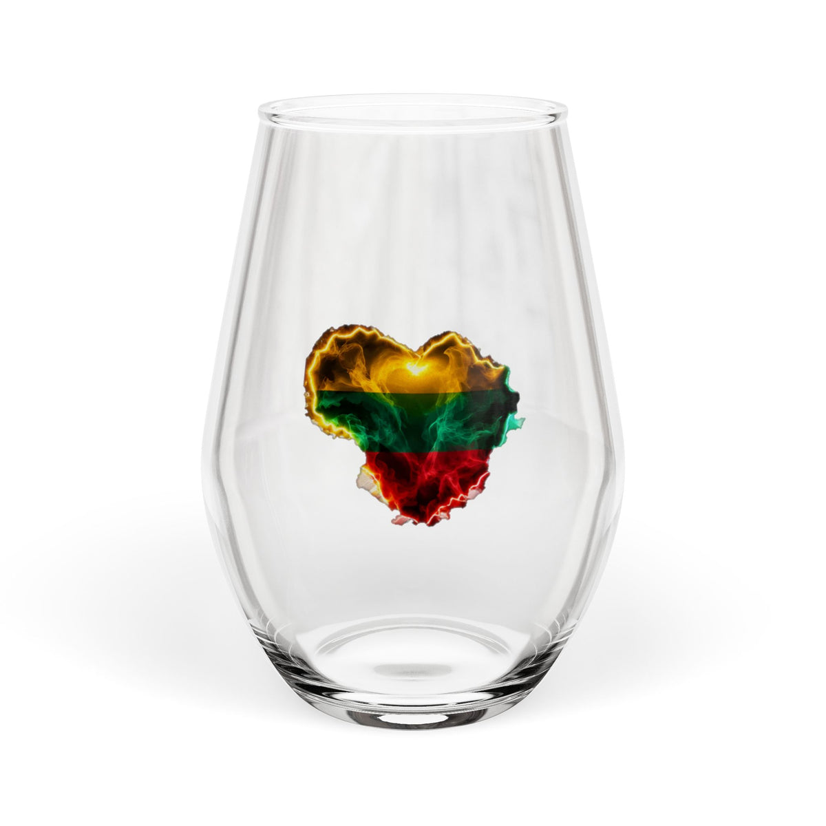 Lithuanian Spiritual Glow Heart, Stemless Wine Glass, 11.75oz
