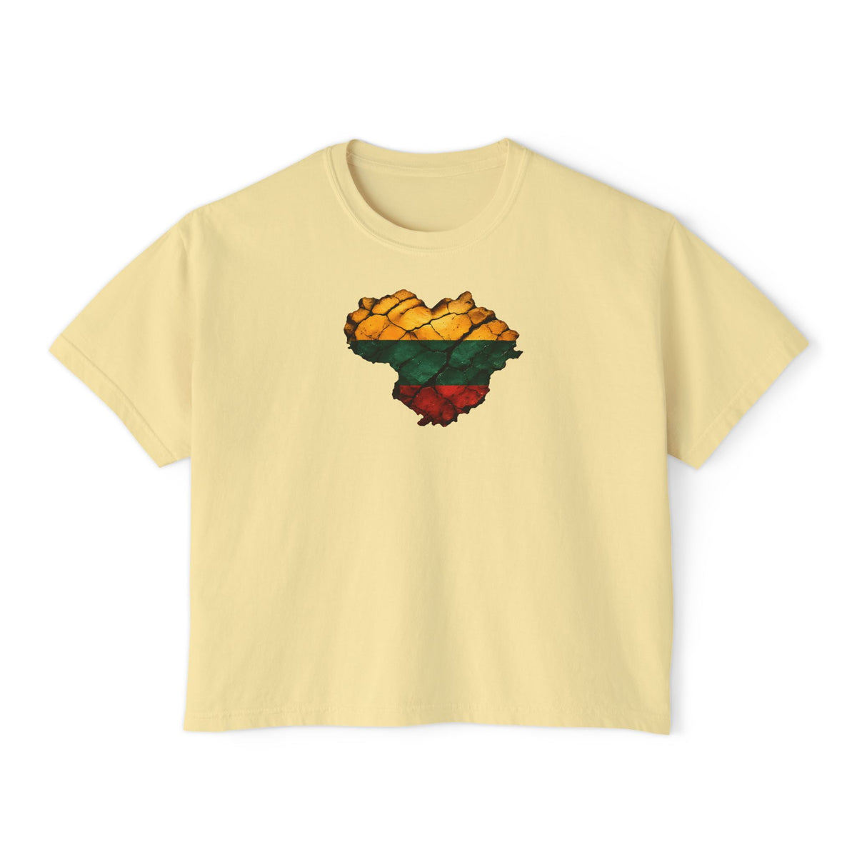 Lithuania Cracked Earth Heart, Women's Boxy Tee