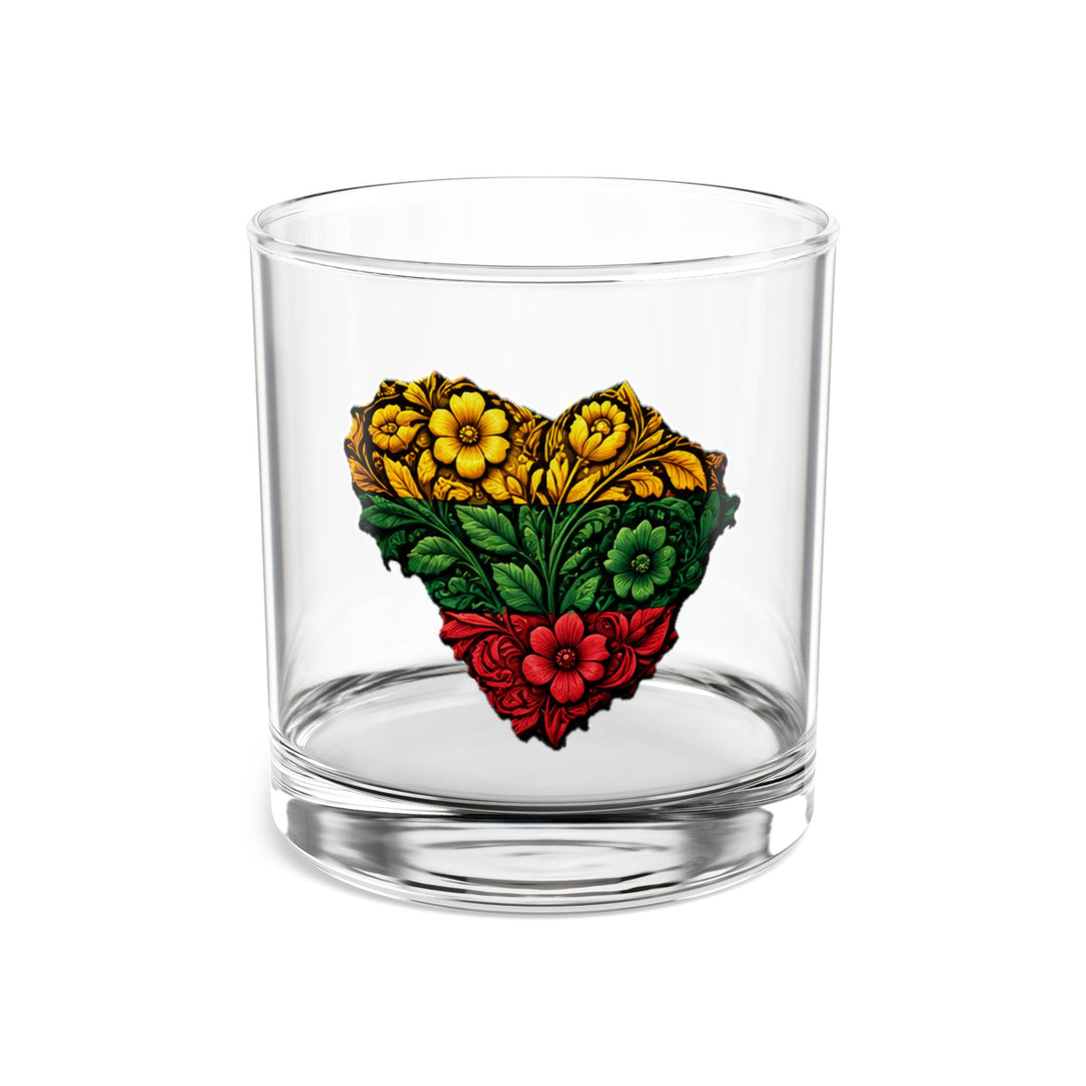 Lithuanian Flowered Heart Design, Rocks Glass, 10oz
