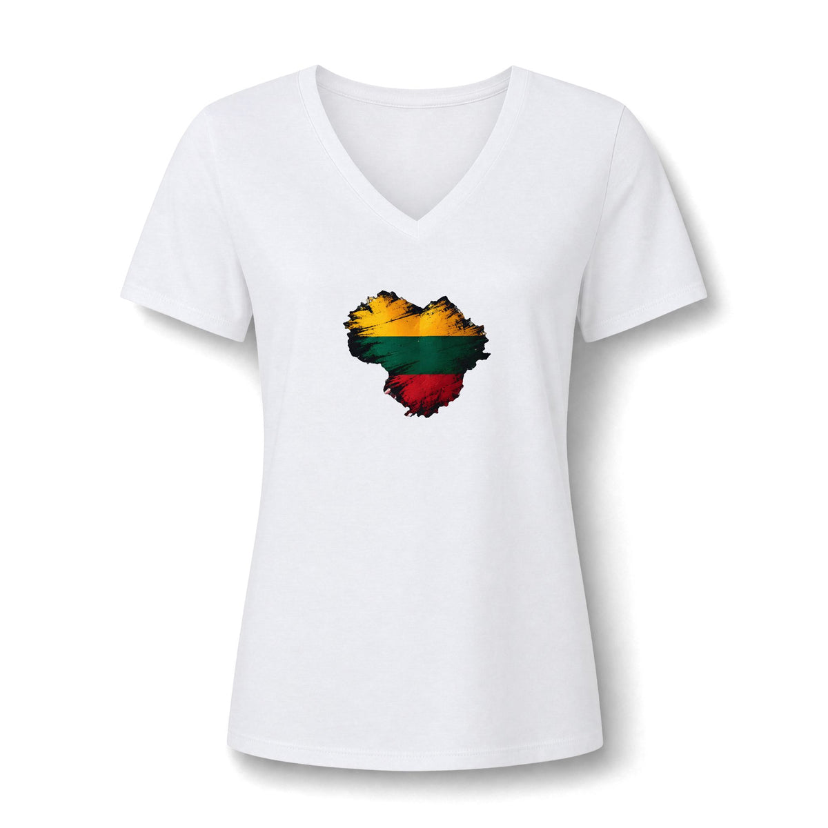 Lithuanian Grunge Heart, Women's Relaxed Heather CVC V-Neck Tee