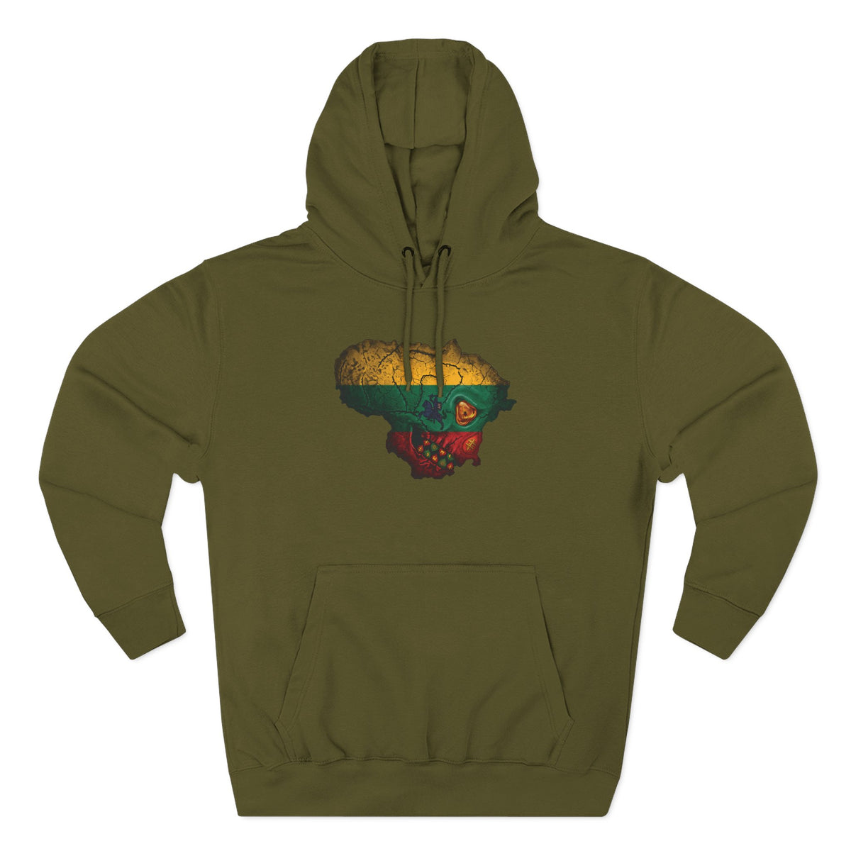 Lithuanian Flag Skull Design, front, The Center of it All, back