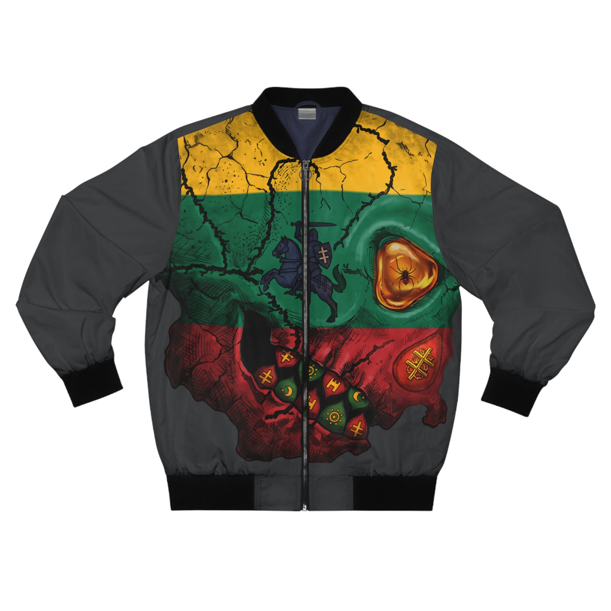 Lithuanian Flag Skull, Men's Bomber Jacket
