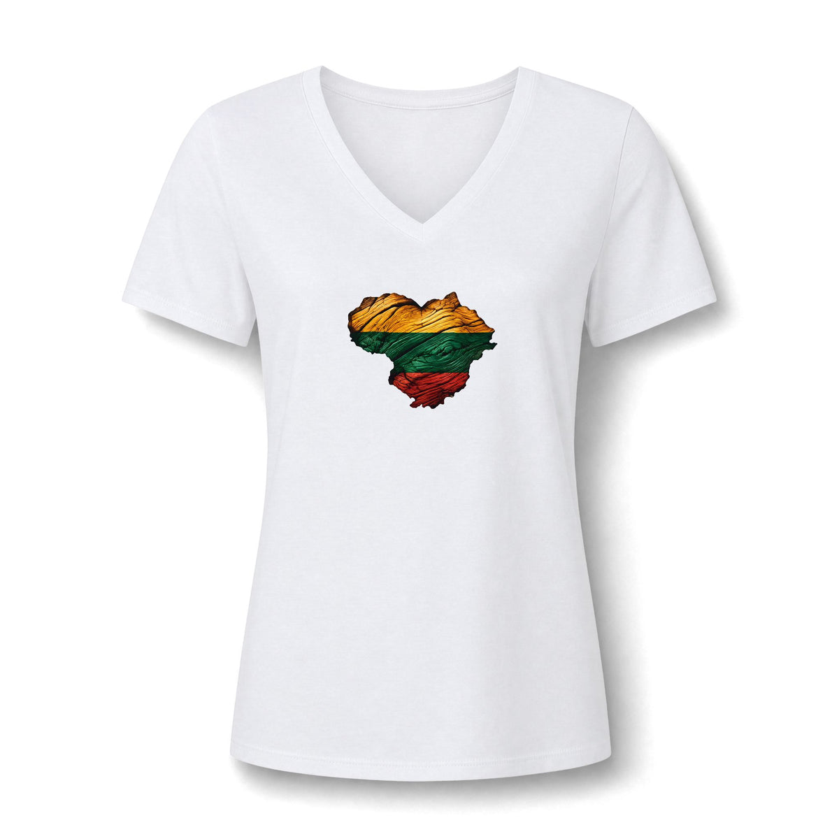 Lithuanian Carved Wood Heart, Women's Relaxed Heather CVC V-Neck Tee