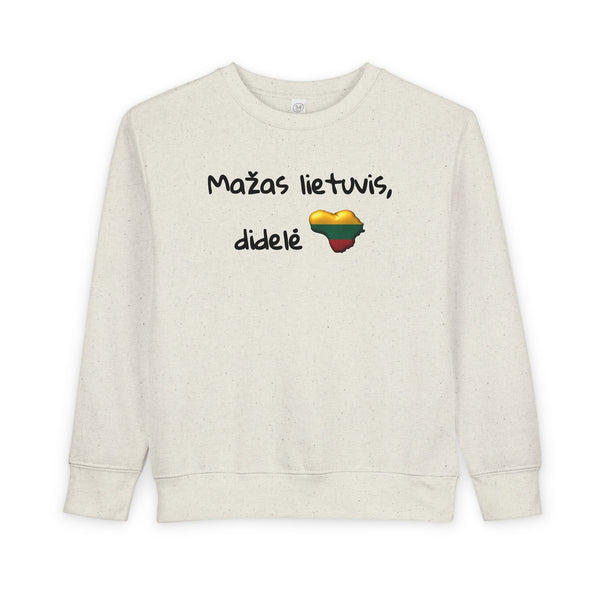 Mažas Lietuvis, Didelé Širdis, Toddler Sweatshirt Lithuanian Heart Design