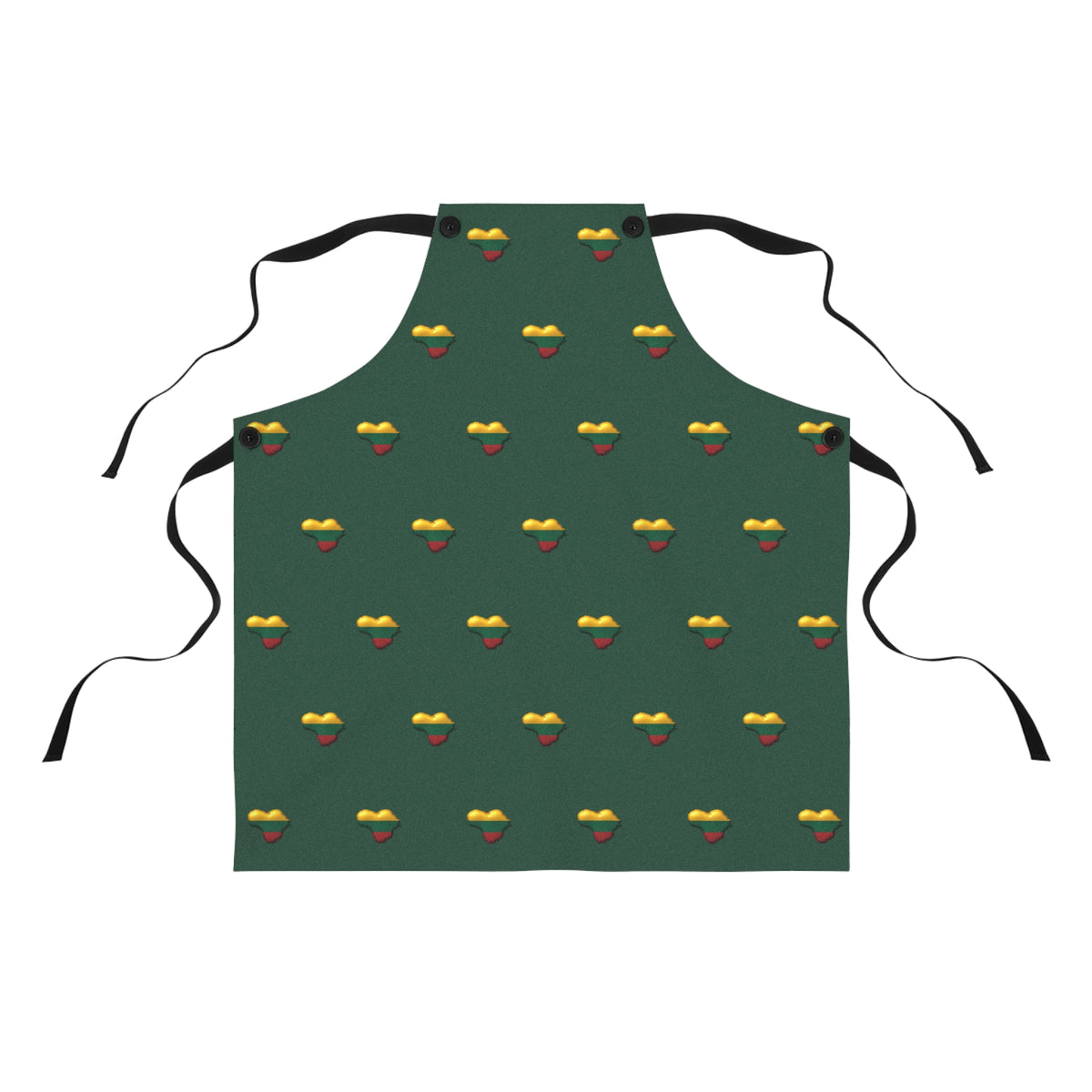 Lithuanian Heart Pattern on Apron, Forest Green