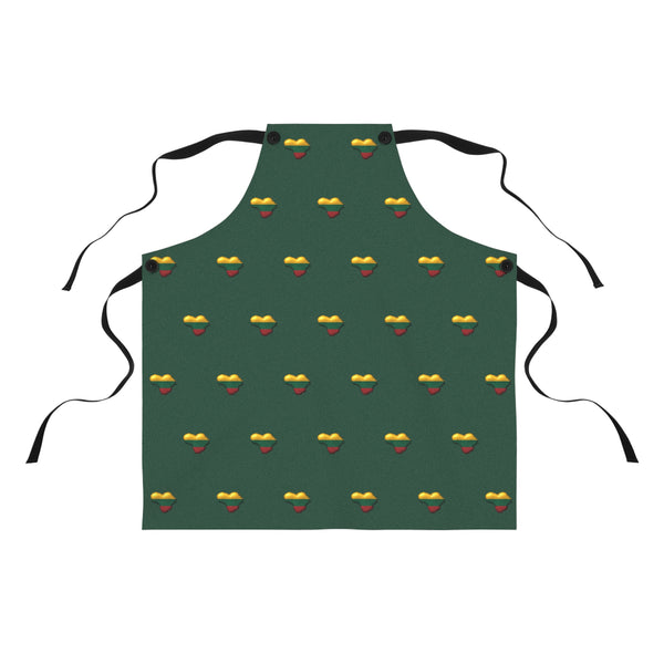 Lithuanian Heart Pattern on Apron, Forest Green