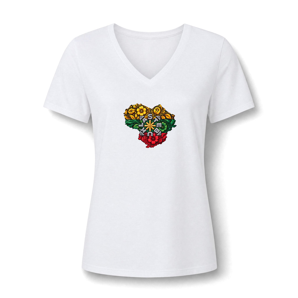 Lithuanian Stebukla Flower, Women's Relaxed Heather CVC V-Neck Tee