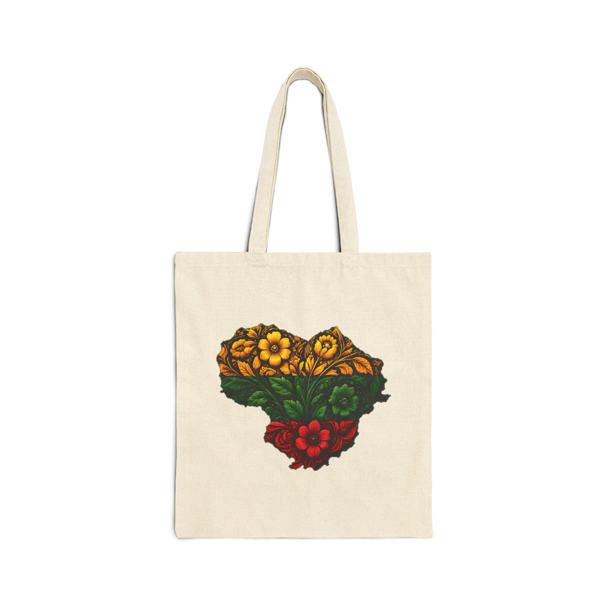 Floral Heart, Cotton Canvas Tote Bag