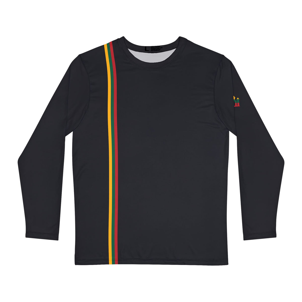 Men's Long Sleeve Shirt, Lithuanian Flag Stripe, front; Black