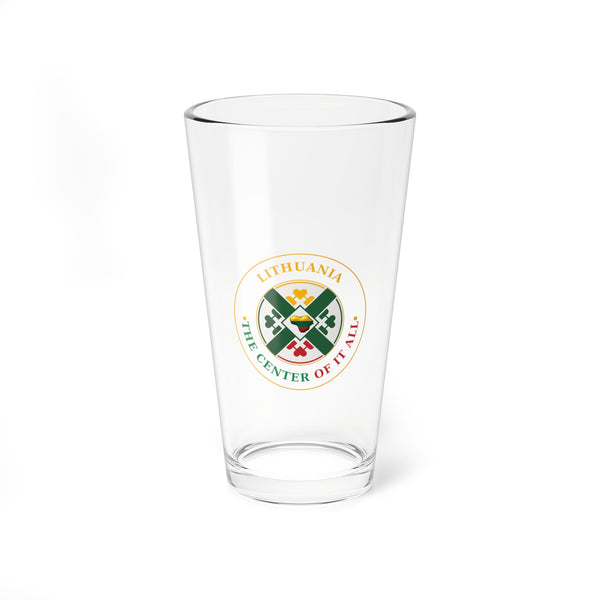 Lithuania The Center of it All Logo, Mixing Glass, 16oz