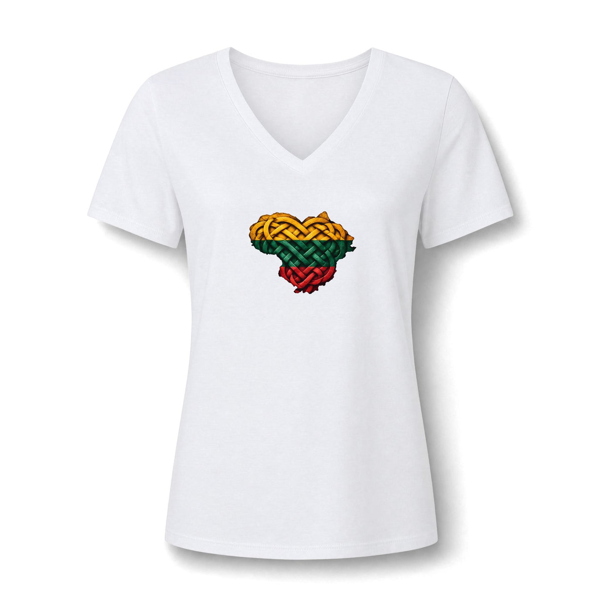 Lithuanian Celtic Cross Heart, Women's Relaxed Heather CVC V-Neck Tee