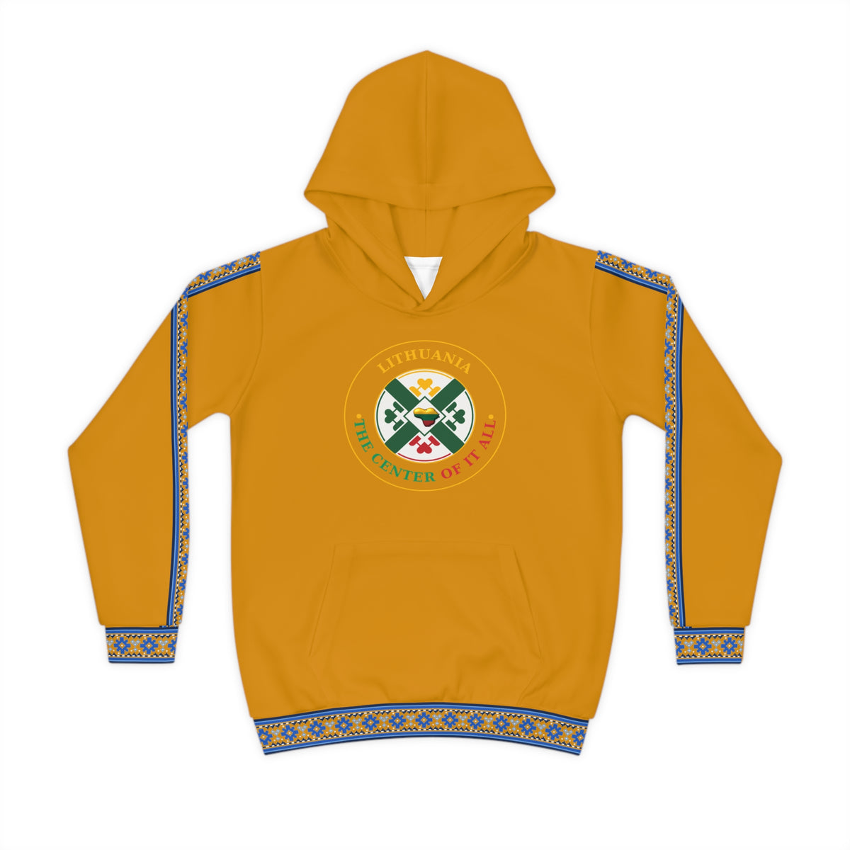 Amber Colored Lithuanian Cosmic Tree Heart Design-Center of it All Youth Hoodie